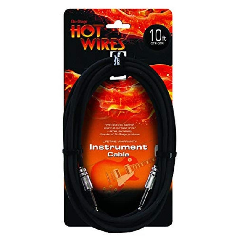 OnStage On-Stage Hot Wires 1/4" Guitar Instrument Cable, 10 Feet